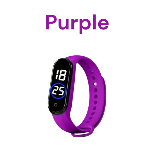 Purple Ultrasonic Insect Repellent Digital Watch Men's Women's Kids
