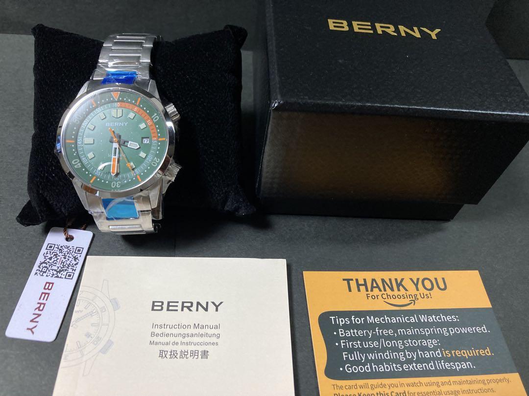 BERNY Automatic Winding Diver Watch Super Luminous 20ATM Sapphire Glass