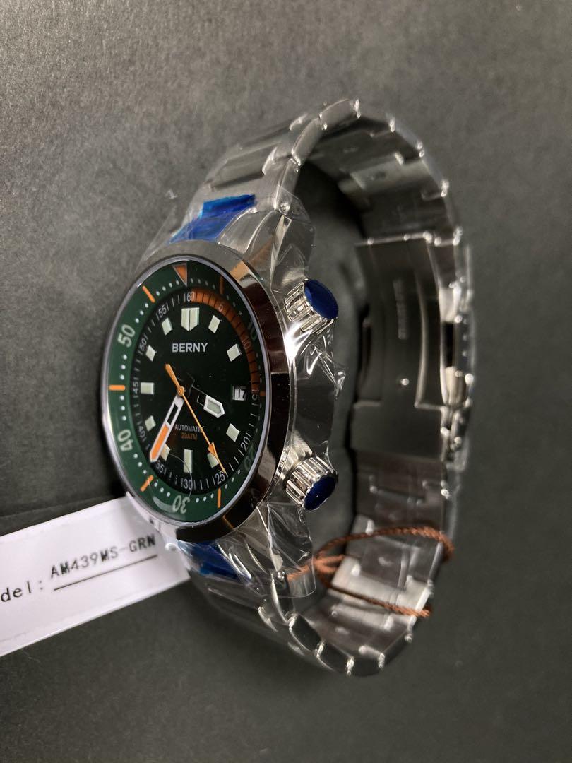 BERNY Automatic Winding Diver Watch Super Luminous 20ATM Sapphire Glass