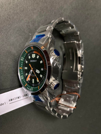 BERNY Automatic Winding Diver Watch Super Luminous 20ATM Sapphire Glass