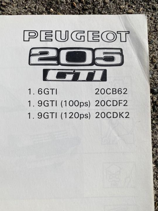 Peugeot 205 GTI Owner's Manual