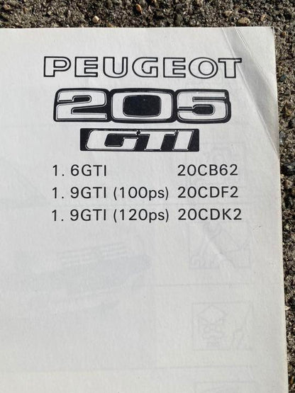 Peugeot 205 GTI Owner's Manual