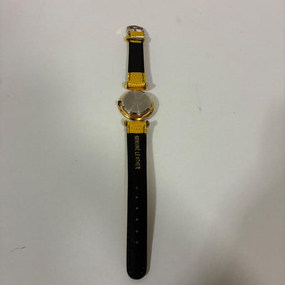 Antica Muttina Yellow Leather Strap Quartz Watch with Multi-Colored Floral Index