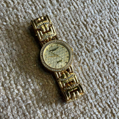 Beautiful Izax Valentino Gold Watch with Rhinestone Dial
