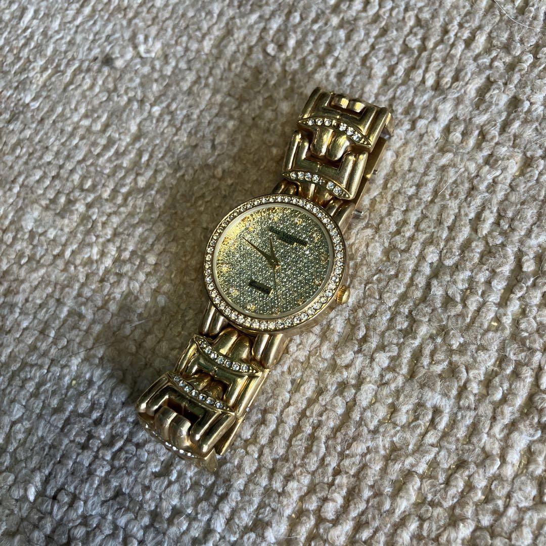 Beautiful Izax Valentino Gold Watch with Rhinestone Dial