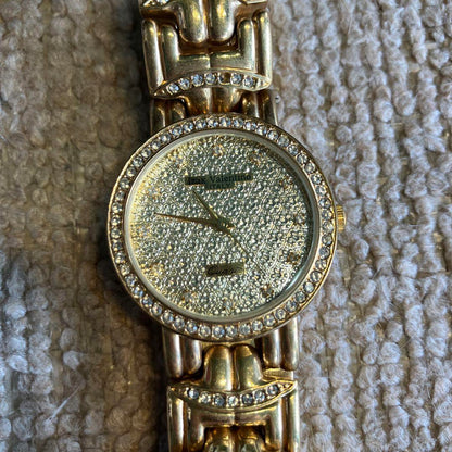 Beautiful Izax Valentino Gold Watch with Rhinestone Dial