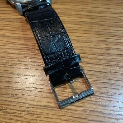 Calvin Klein Wound Watch Silver Dial Black Leather