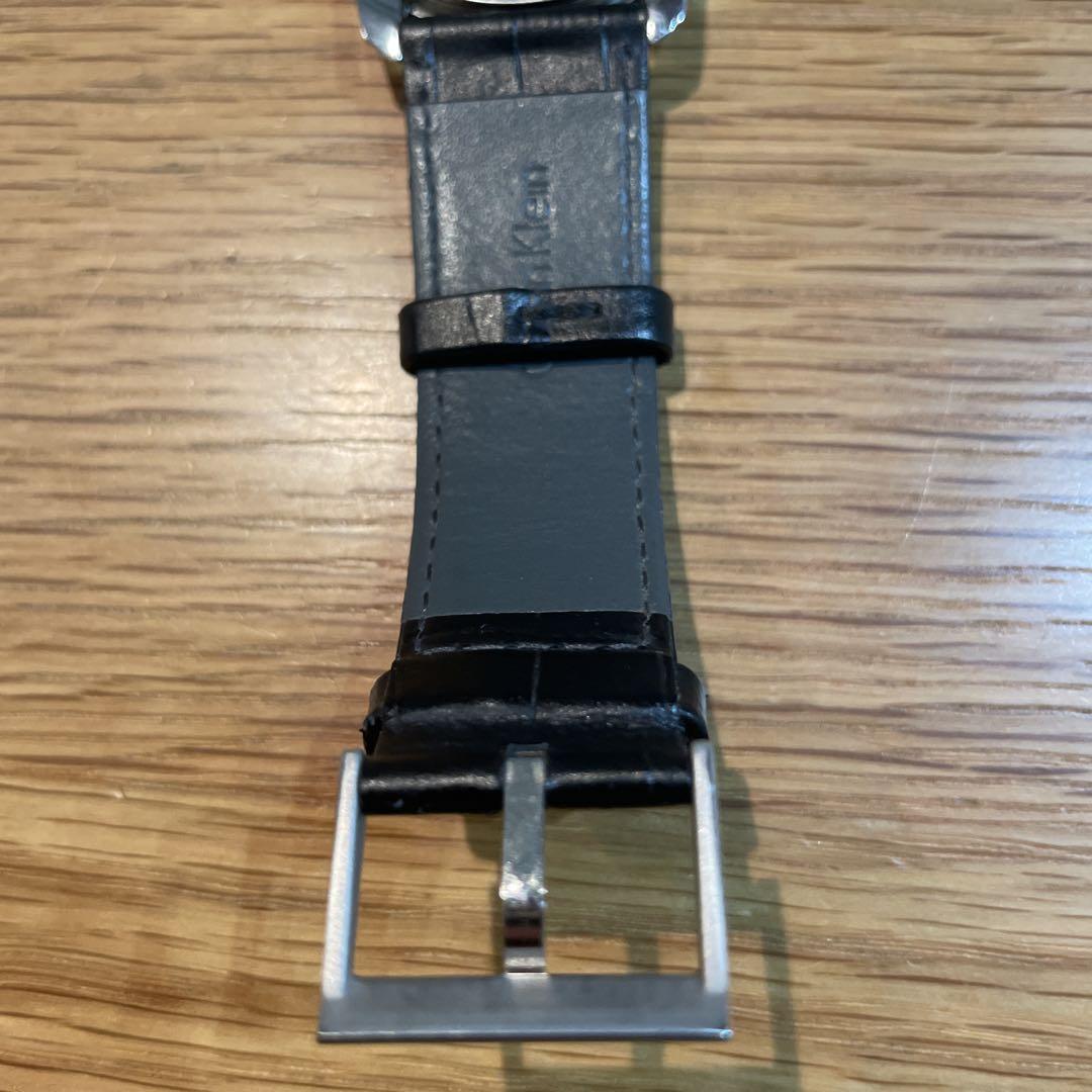 Calvin Klein Wound Watch Silver Dial Black Leather