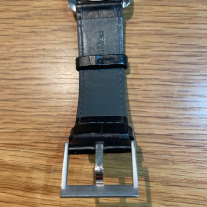 Calvin Klein Wound Watch Silver Dial Black Leather