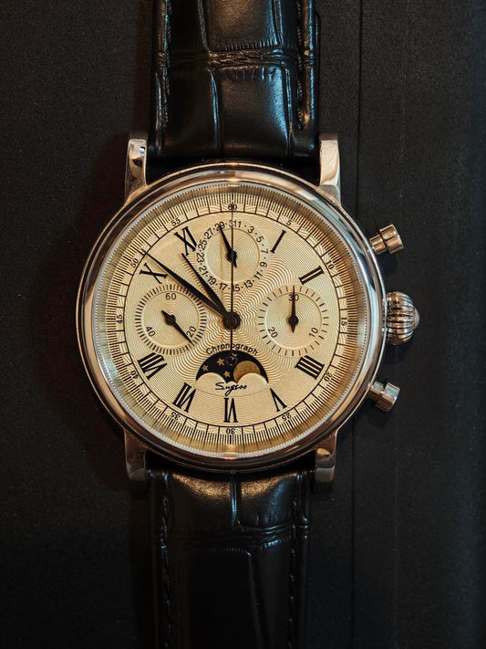 Swan's Neck Chronograph Winding Watch Chronograph Watch Excellent Condition
