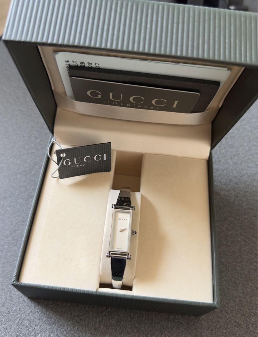 【Extremely Beautiful Condition • Functional 】 GUCCI Watch 1500L Silver Bangle with Box
