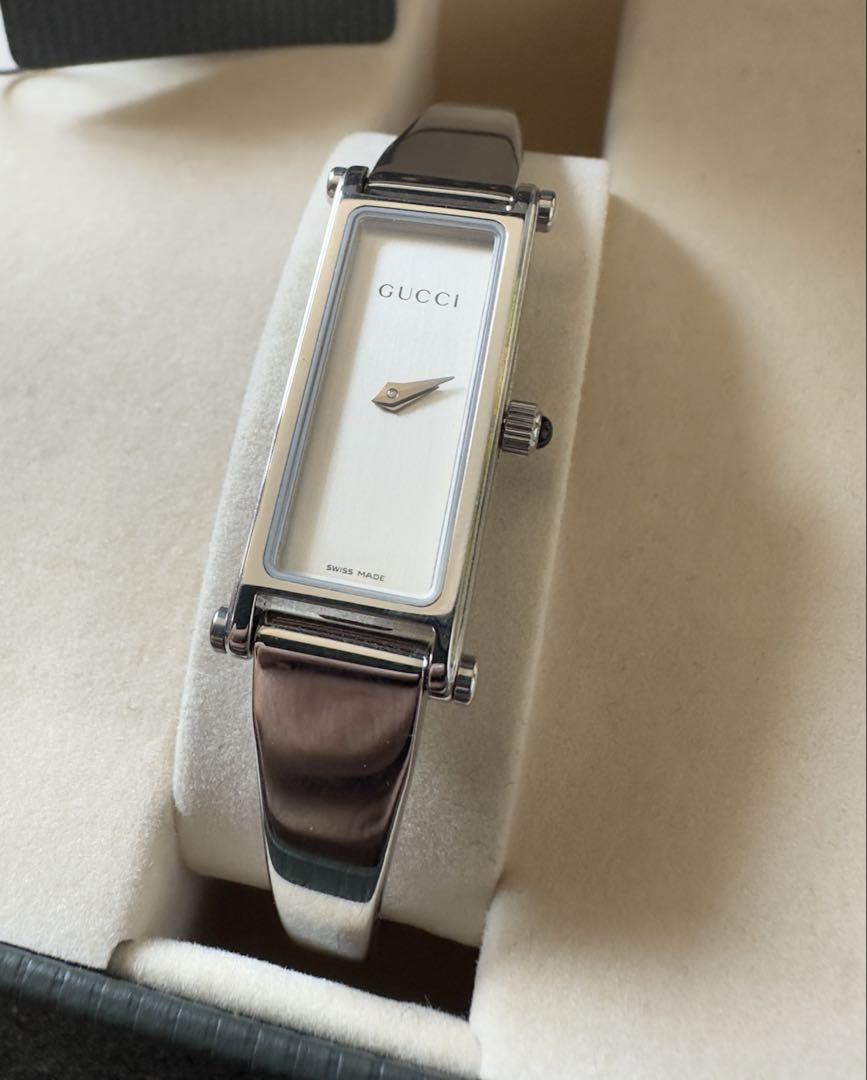 【Extremely Beautiful Condition • Functional 】 GUCCI Watch 1500L Silver Bangle with Box