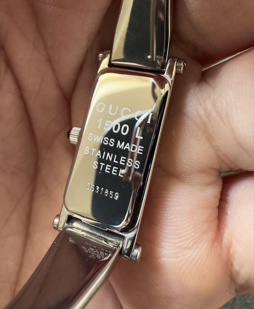 【Extremely Beautiful Condition • Functional 】 GUCCI Watch 1500L Silver Bangle with Box