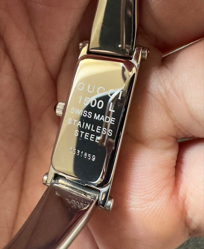 【Extremely Beautiful Condition • Functional 】 GUCCI Watch 1500L Silver Bangle with Box