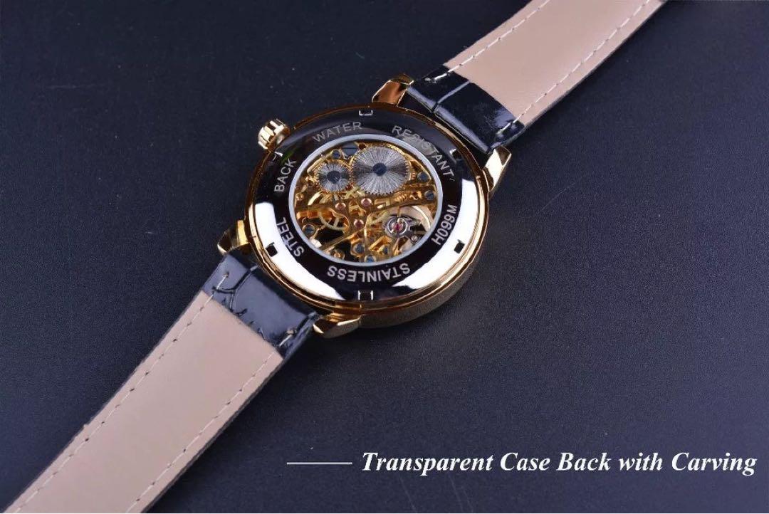 Unreleased in Japan FORSINING Skeleton Automatic Watch Black Gold