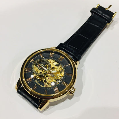 Unreleased in Japan FORSINING Skeleton Automatic Watch Black Gold