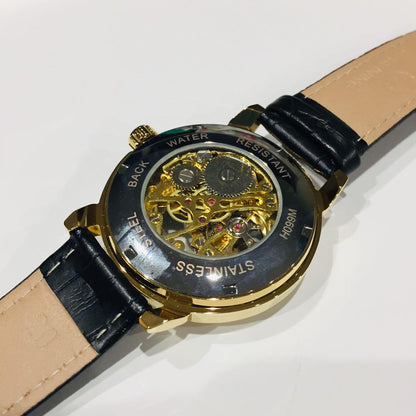 Unreleased in Japan FORSINING Skeleton Automatic Watch Black Gold