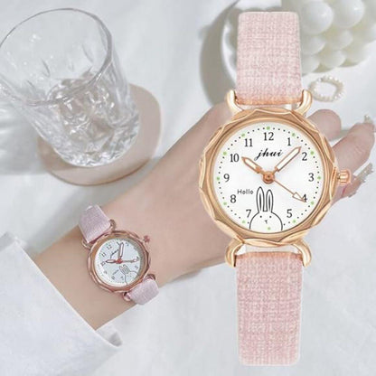 Women's and Children's Rabbit Pattern Leather Simple Watch