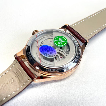 New Double Temple Automatic Mechanical Skeleton Watch with Sun and Moon Display