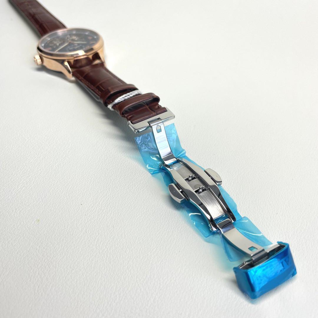 New Double Temple Automatic Mechanical Skeleton Watch with Sun and Moon Display