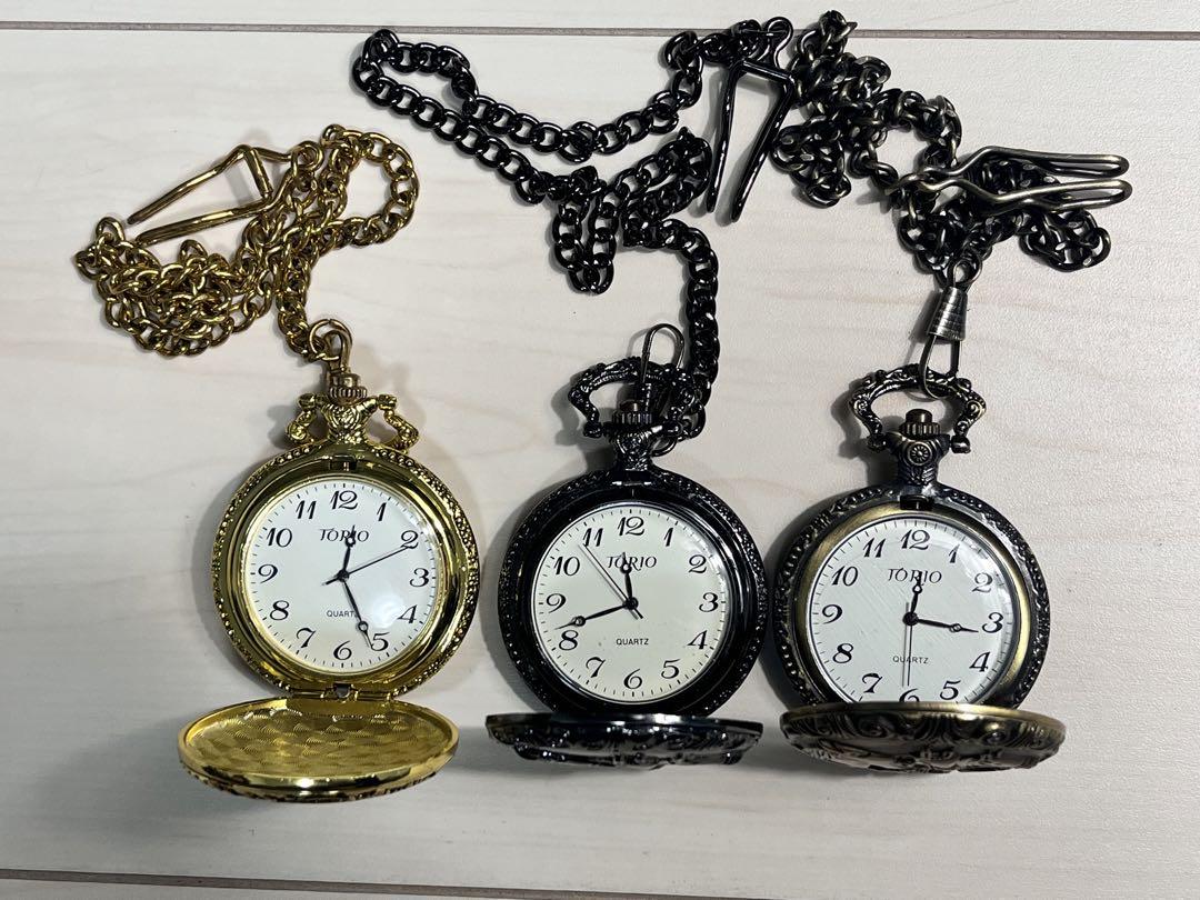 New Unused TORIO Pocket Watch Quartz Retro Watch Long-Term Storage Item