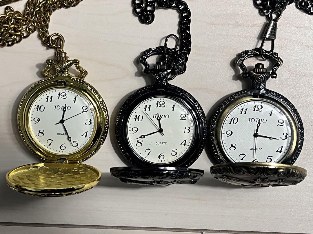 New Unused TORIO Pocket Watch Quartz Retro Watch Long-Term Storage Item