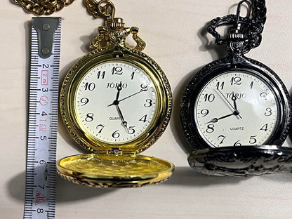 New Unused TORIO Pocket Watch Quartz Retro Watch Long-Term Storage Item