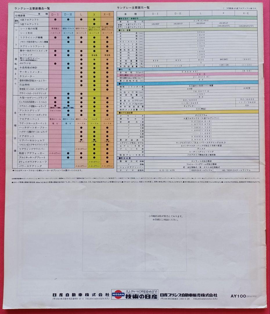 [Rare 1980] Nissan Langley First Generation N10 Type Initial Catalog