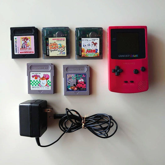 Beautiful condition Game Boy Color Pink Console and Game Set with AC Adapter