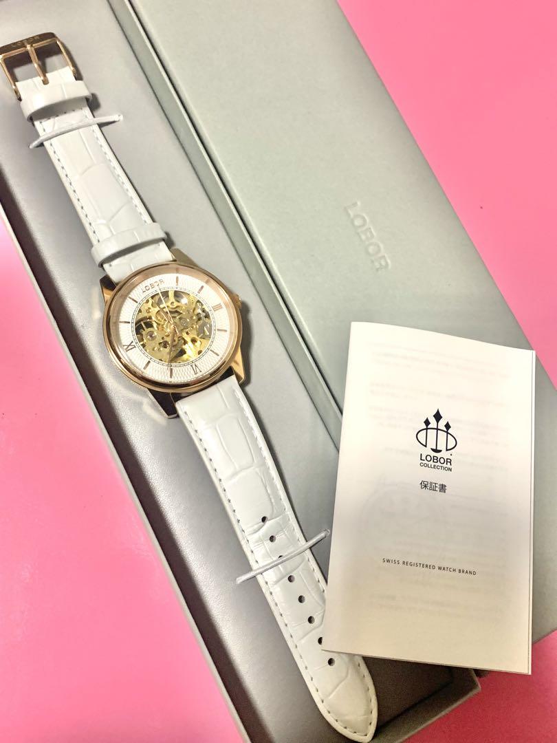 LOBOR Automatic Winding Watch White Leather