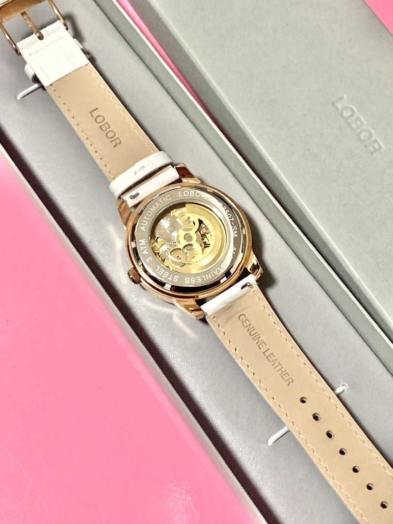 LOBOR Automatic Winding Watch White Leather