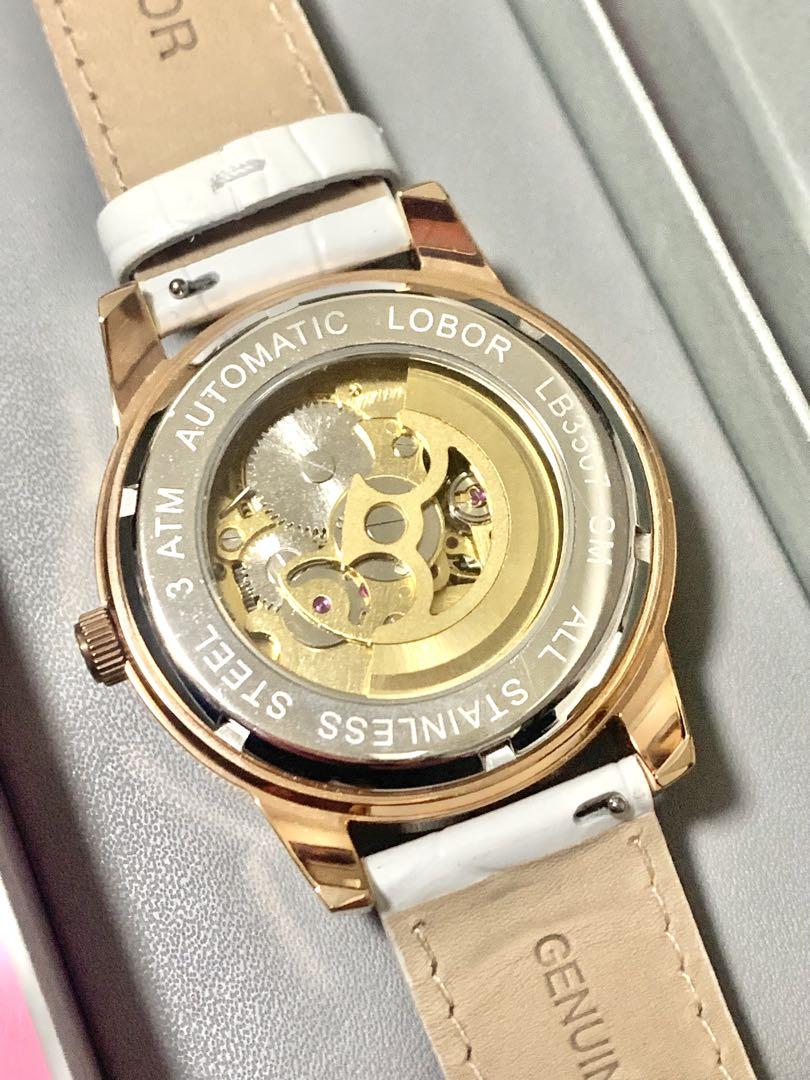 LOBOR Automatic Winding Watch White Leather