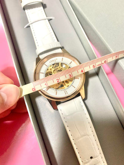 LOBOR Automatic Winding Watch White Leather