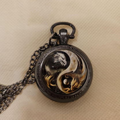 Unused Dragon Design Pocket Watch 35mm Mini Quartz Watch