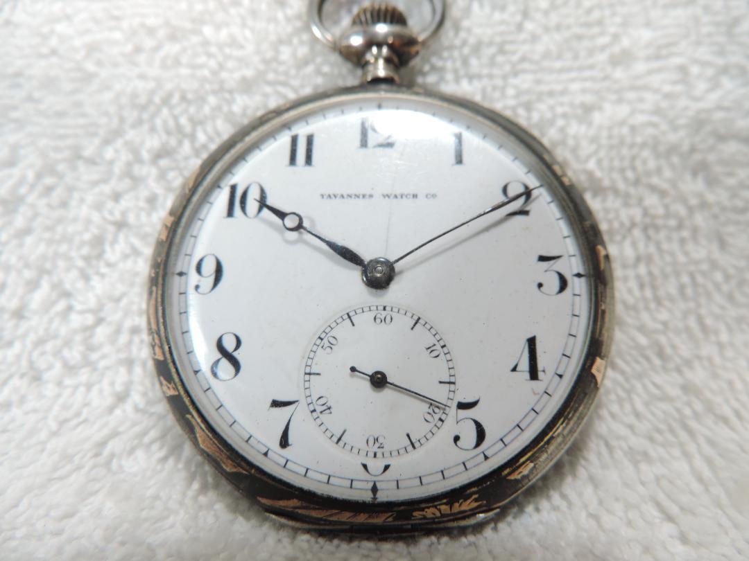 AVANNES TRUSTY Dog Mark Running Hand-Wound Pocket Watch Silver Unplated (0.900 Capsule)