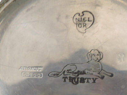 AVANNES TRUSTY Dog Mark Running Hand-Wound Pocket Watch Silver Unplated (0.900 Capsule)