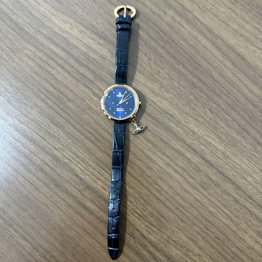 Vivienne Westwood Navy Blue Watch with Saturn Charm