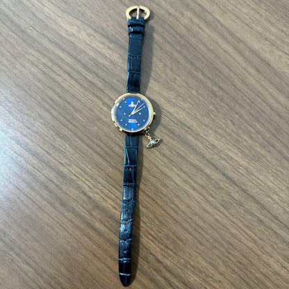 Vivienne Westwood Navy Blue Watch with Saturn Charm