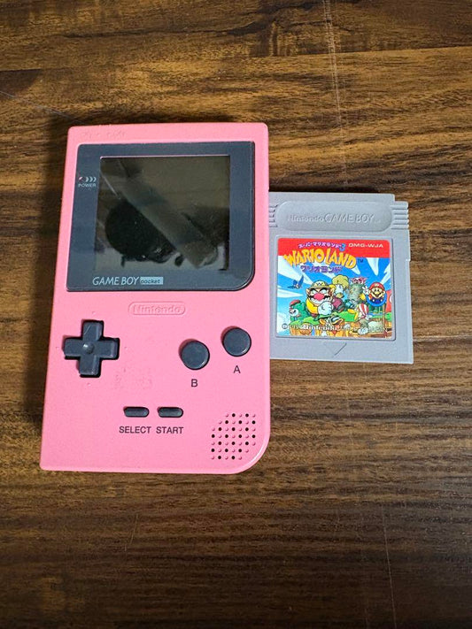 Pink Game Boy Console + Super Mario Land 3
