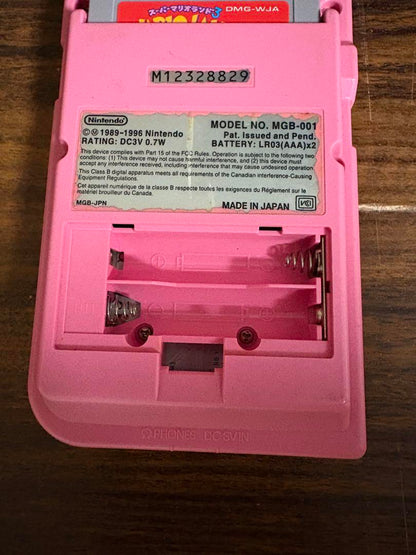 Pink Game Boy Console + Super Mario Land 3