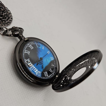 Unused Pocket Watch Black Night Sky Quartz Pendant Watch