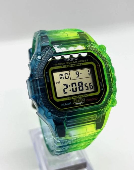 New G-Shock DW5600 Customized with Silicon Rubber Blue Green Color