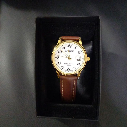 SUN FLAME Automatic Gold/Brown Watch