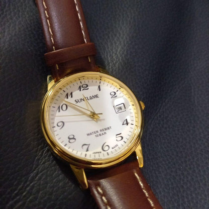 SUN FLAME Automatic Gold/Brown Watch