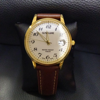 SUN FLAME Automatic Gold/Brown Watch