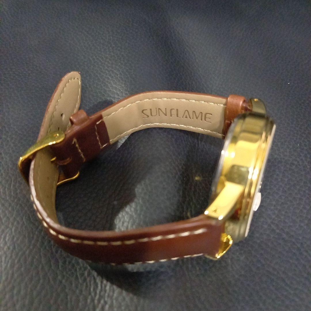 SUN FLAME Automatic Gold/Brown Watch
