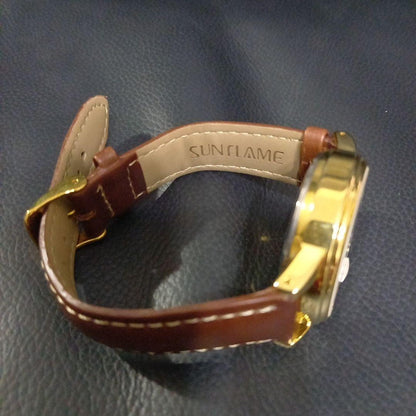 SUN FLAME Automatic Gold/Brown Watch
