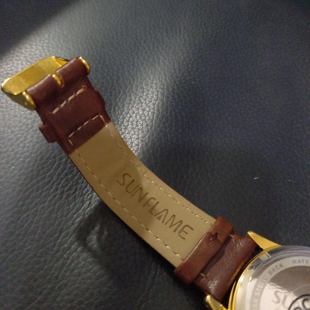 SUN FLAME Automatic Gold/Brown Watch