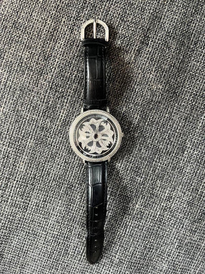 Anne Coquine Floral Pattern Winding Watch