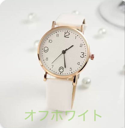 Stylish and Elegant Simple Watch White x Gold Ladies